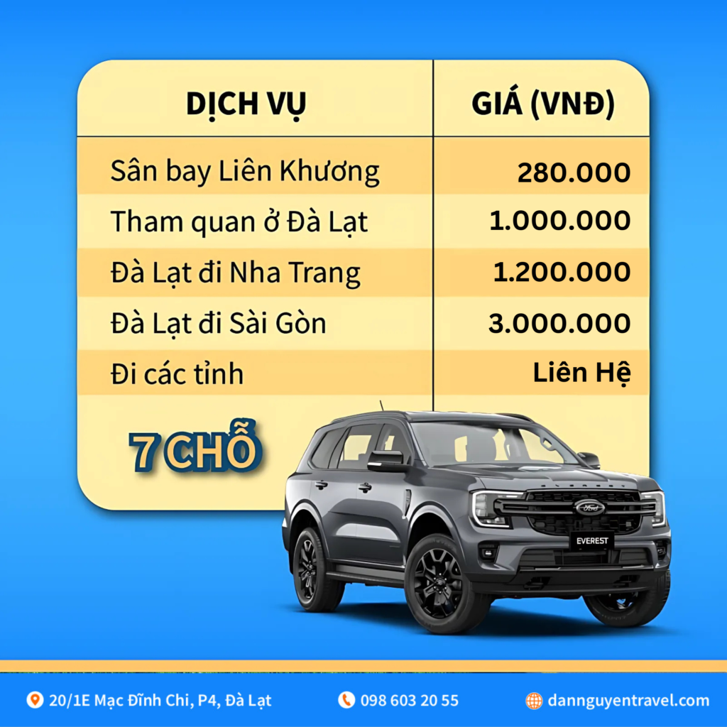 Thuê Xe 4 - 7 Chỗ Có Tài Xế - Hành Trình Cùng Đan Nguyên